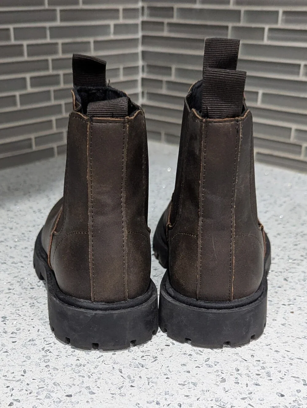 Zara Kids Brown Chelsea Boots Pull On Elastic Sides Fall Winter Boys Size 31 13